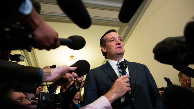 Sen. Ted Cruz, R-Texas, speaks to the media as he returns to his office at the U.S. Capitol May 10, 2016, in Washington. 