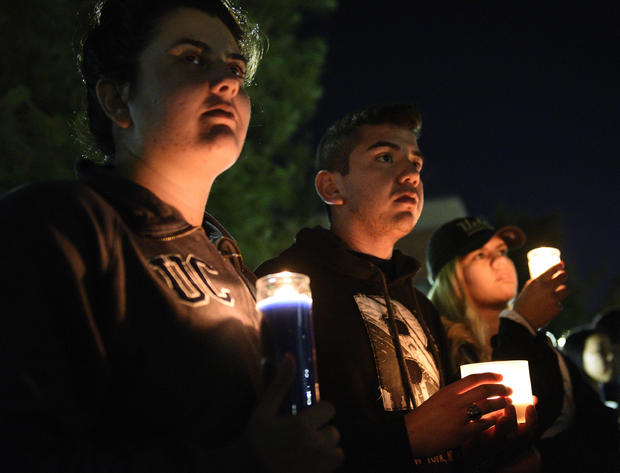 Students at  candlelight vigil for slain professor William Klug on UCLA campus on June 2, 2016 