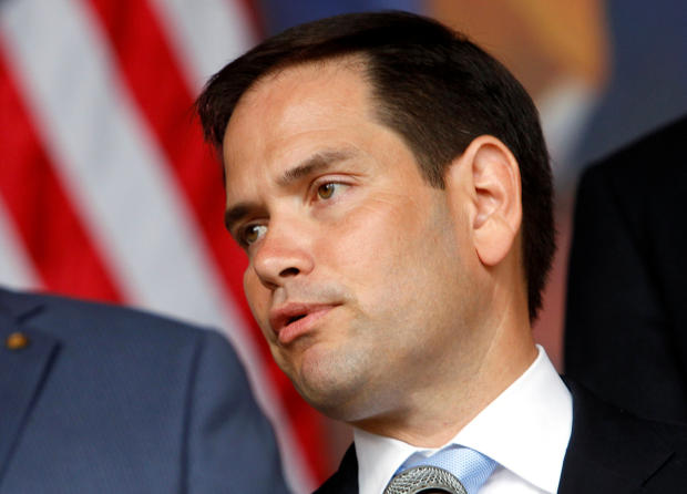 U.S. Sen. Marco Rubio and Honduras’ President Juan Orlando Hernandez (not pictured) attend a news conference after a private meeting at the presidential palace in Tegucigalpa, Honduras, June 1, 2016. 