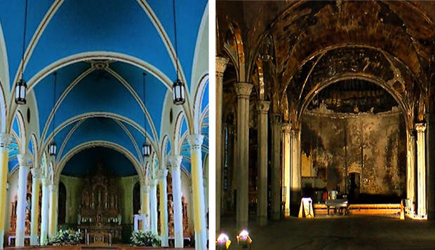 Church Of St. Mary - Before And After Fire 