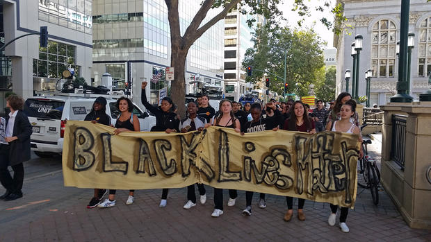Black Lives Matter Protesters March in Downtown Oakland 