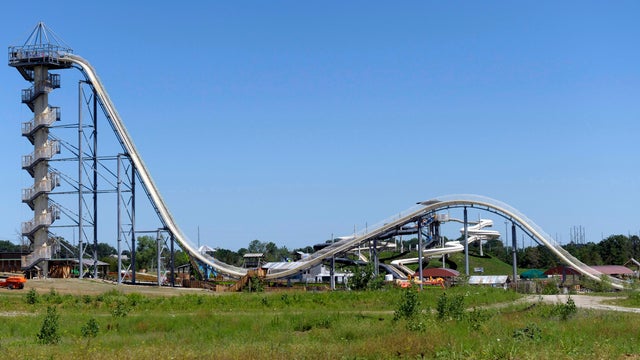 A general view of the Verruckt waterslide at the Schlitterbahn Waterpark in Kansas City, Kansas, July 8, 2014. 