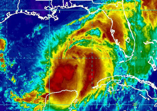 Tropical Storm Hermine barrels toward the Florida coast in this infrared satellite image captured at 1:15 p.m. ET on Aug. 31, 2016. 