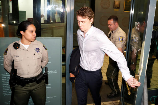 Brock Turner, the former Stanford swimmer convicted of sexually assaulting an unconscious woman, leaves the Santa Clara County Jail in San Jose, California, Sept. 2, 2016. 