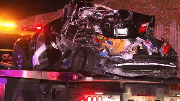 Crash Scene on Interstate 680 in San Ramon Where a Child Was Killed by a Suspected DUI Driver 