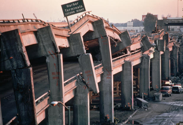 Wreckage of the Cypress Freeway 