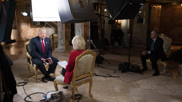 Production shots from Trump's interview with 60 Minutes 