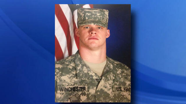 Army Pfc. David Winchester, of Adamsville, Alabama, is seen this photo the U.S. Army provided to CBS affiliate WNCN-TV of Raleigh, North Carolina. 