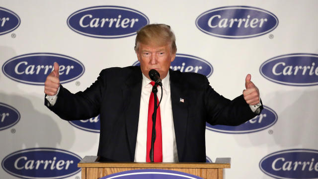 President-elect Donald Trump speaks at an event at Carrier HVAC plant in Indianapolis, Indiana, Dec. 1, 2016. 