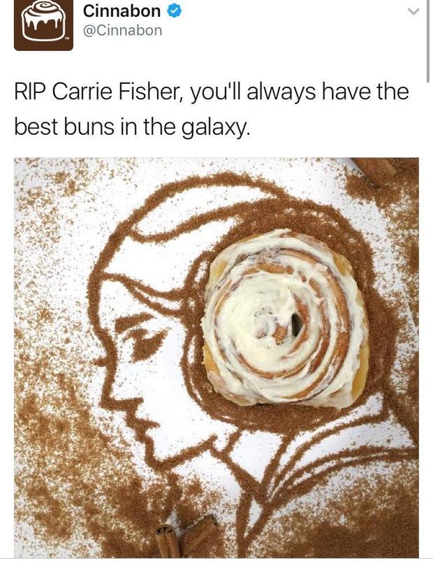 Cinnabon apologizes for tasteless Carrie Fisher tweet 