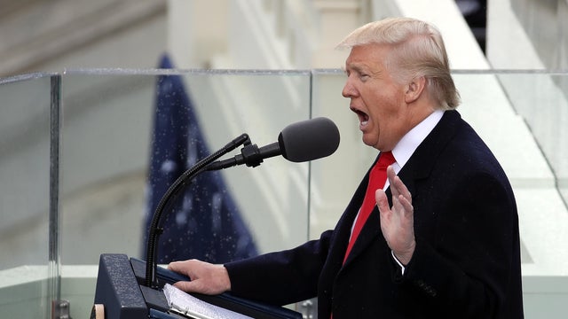 President Trump delivers his inaugural address on the West Front of the U.S. Capitol on Jan. 20, 2017, in Washington. 