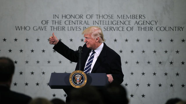 President Trump delivers remarks during a visit to the Central Intelligence Agency in Langley, Virginia, Jan. 21, 2017. 