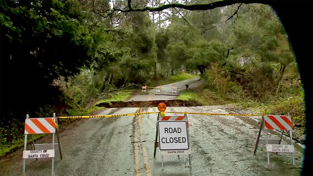 Road Closed Due to Storm - Sinkhole in Santa Cruz Mountains 