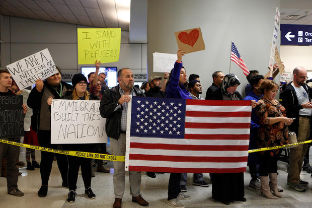 Activists Protest Muslim Immigration Ban At Dallas Fort-Worth Airport 