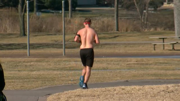 Man Jogging Shirtless In February 