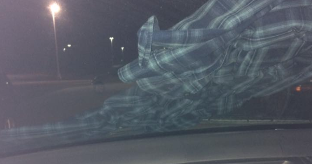 Woman's warning about shirt wrapped around car windshield goes