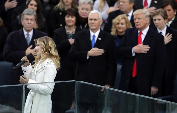 Jackie Evancho performs the National Anthem at Donald J. Trump's inauguration ceremony 