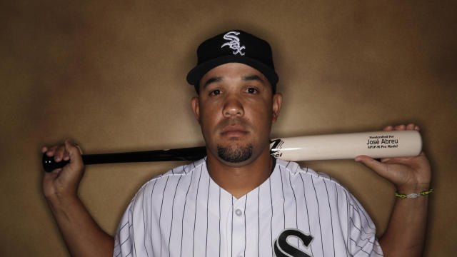 The Chicago White Sox’s Jose Abreu poses during the team’s photo day in Glendale, Ariz., Feb. 23, 2017. 