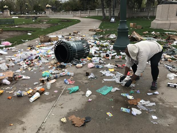 Civic Center Park trash 