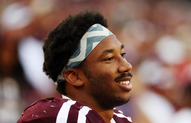 Myles Garrett, No. 15 of the Texas A&M Aggies, waits near the bench in the second half of their game against the Tennessee Volunteers at Kyle Field on Oct. 8, 2016, in College Station, Texas. 