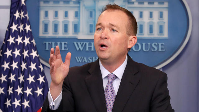 Office of Management and Budget Director Mick Mulvaney holds a news conference to discuss the Trump administration's federal budget proposal. 