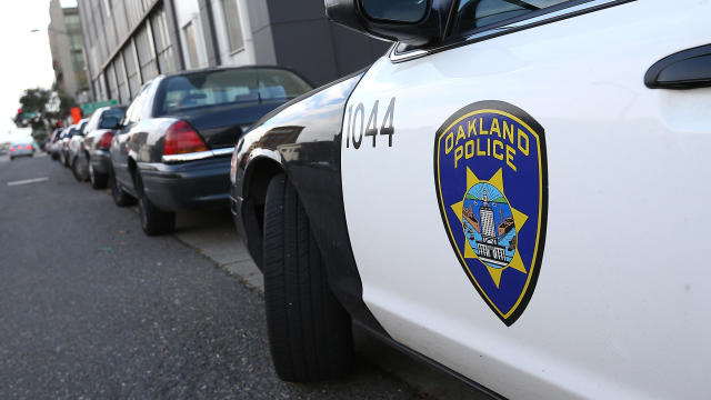 An Oakland Police patrol car sits in front of the Oakland Police headquarters on Dec. 6, 2012, in Oakland, California. 