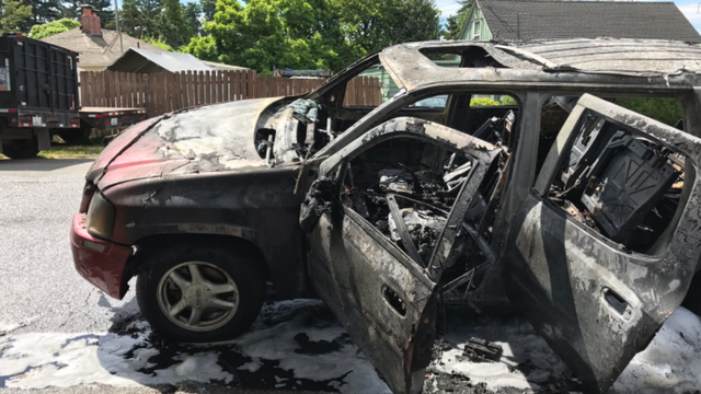 A vehicle was destroyed by a fire on the Fourth of July after a 14-year-old took it without his parents' permission, police say. 