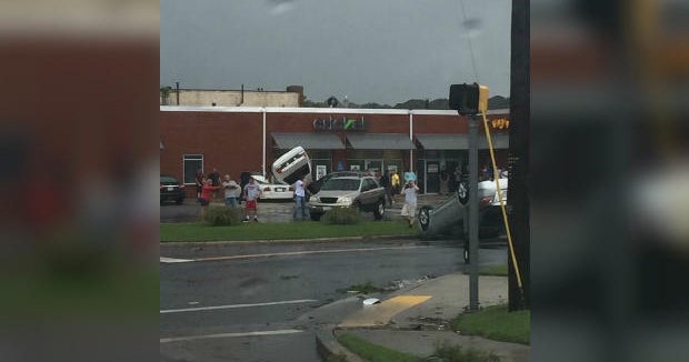 Possible tornado flips car, topples trees in Maryland CBS News