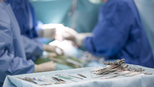 surgical instruments on the table during surgery 