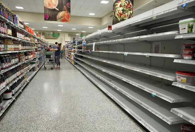 Empty shelves at a supermarket in preparation for the arrival of Hurricane Irma making landfall in Kissimmee, Florida 