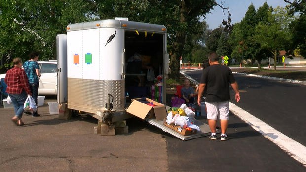 Trailer with goods for Irma victims 