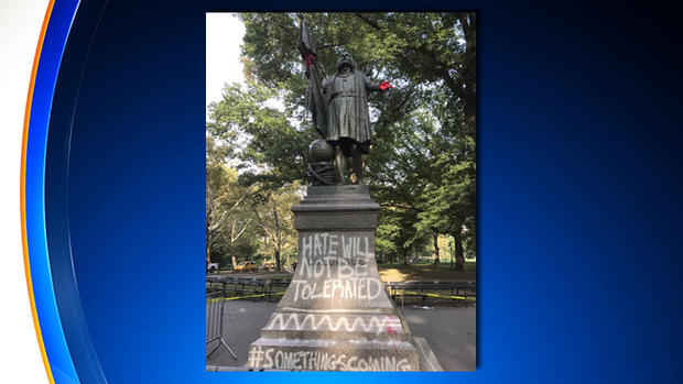 Christopher Columbus Statue Vandalized In Central Park 