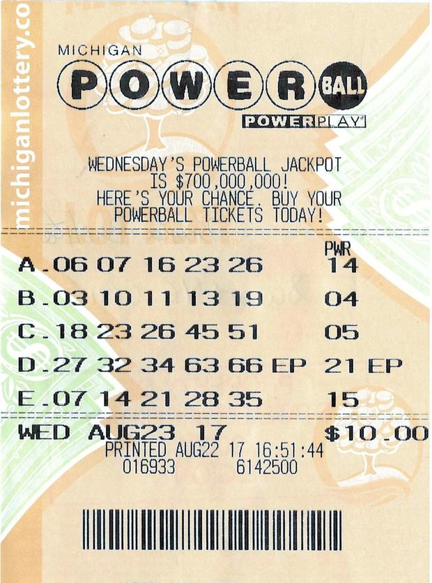 09.12.17 Powerball Draw 08.23.17 $1 Million Sweet 16 Lottery Club Livingston County 
