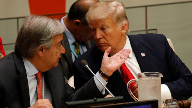 U.S. President Donald Trump and UN Secretary General Antonio Guterres participate in a session on reforming the United Nations at U.N. Headquarters in New York 