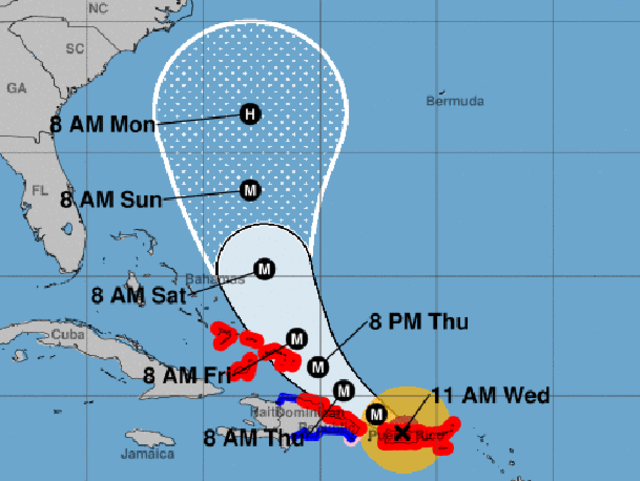 Hurricane Maria path Latest forecast Puerto Rico landfall