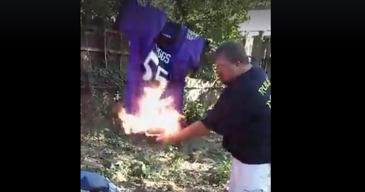 Ravens Fans Burn Gear, Swear Off NFL After Anthem-Kneeling - CBS Baltimore