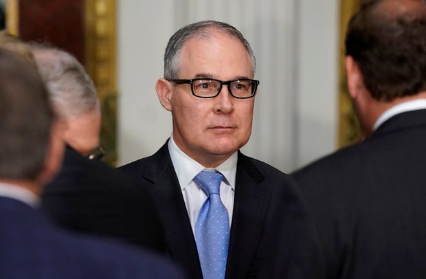 Administrator of the Environmental Protection Agency Scott Pruitt stands after the swearing-in ceremony for US Ambassador to Canada Kelly Knight Craft in Washington