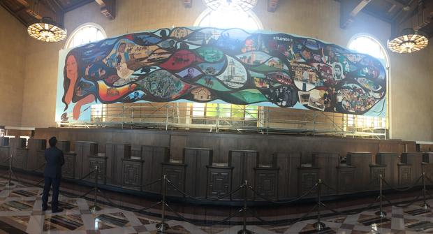 After Decades Of Censorship, 80-Foot LA Mural Goes On Display At Union Station 