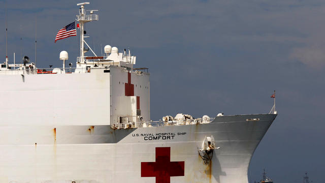 FILE PHOTO: The Military Sealift Command hospital ship USNS Comfort anchored off the coast of Haiti 