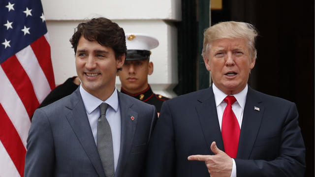U.S. President Trump welcomes Canadian Prime Minister Trudeau at the White House in Washington 