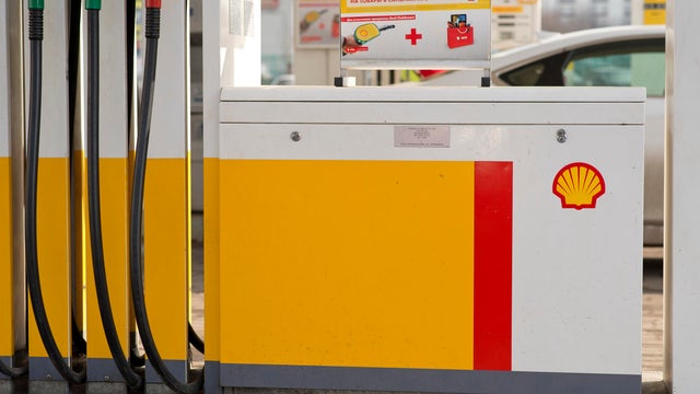 Fuel nozzle at a Shell gas station in Moscow, Russia. 