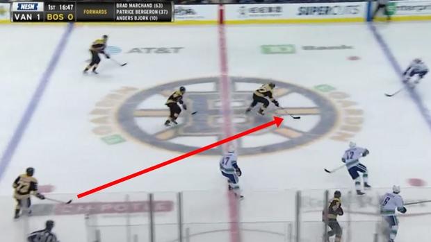 Patrice Bergeron on Bjork goal Bruins-Canucks 03 