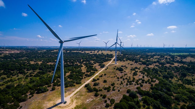 Amazing Aerial Wind Turbine Farm Goldthwaite Texas 