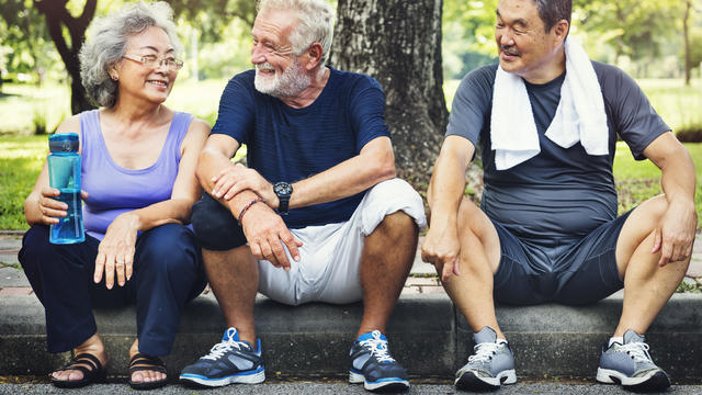 Meet Up Retired Wellbeing Pensioner Workout Concept 