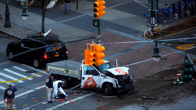 New York City truck terror attack scene 