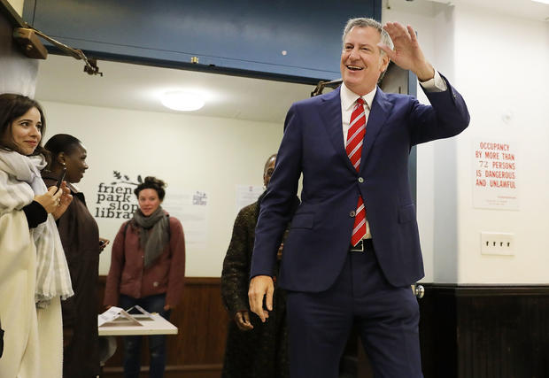 New York City Mayor Bill De Blasio Casts His Vote In City's Mayoral Election 