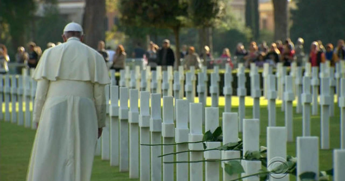 Pope Francis Visits American Military Cemetery - CBS News