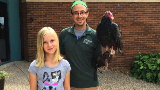 Leah Whalen with her turkey vulture 