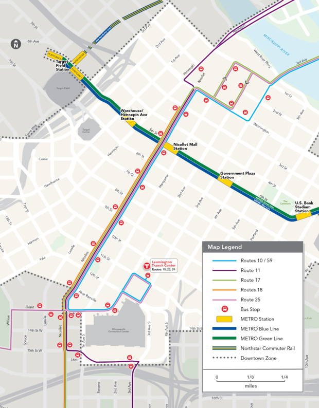 Nicollet Mall Bus Map 