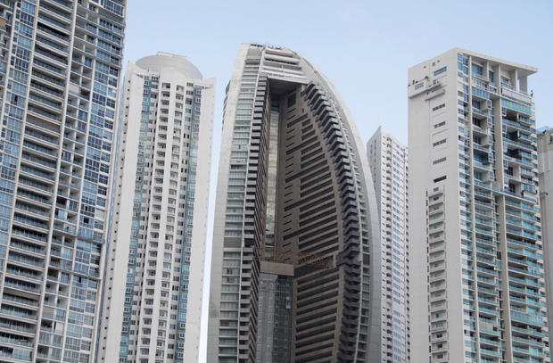 The Trump Ocean Club International Hotel and Tower Panama is seen between apartment buildings in Panama City 